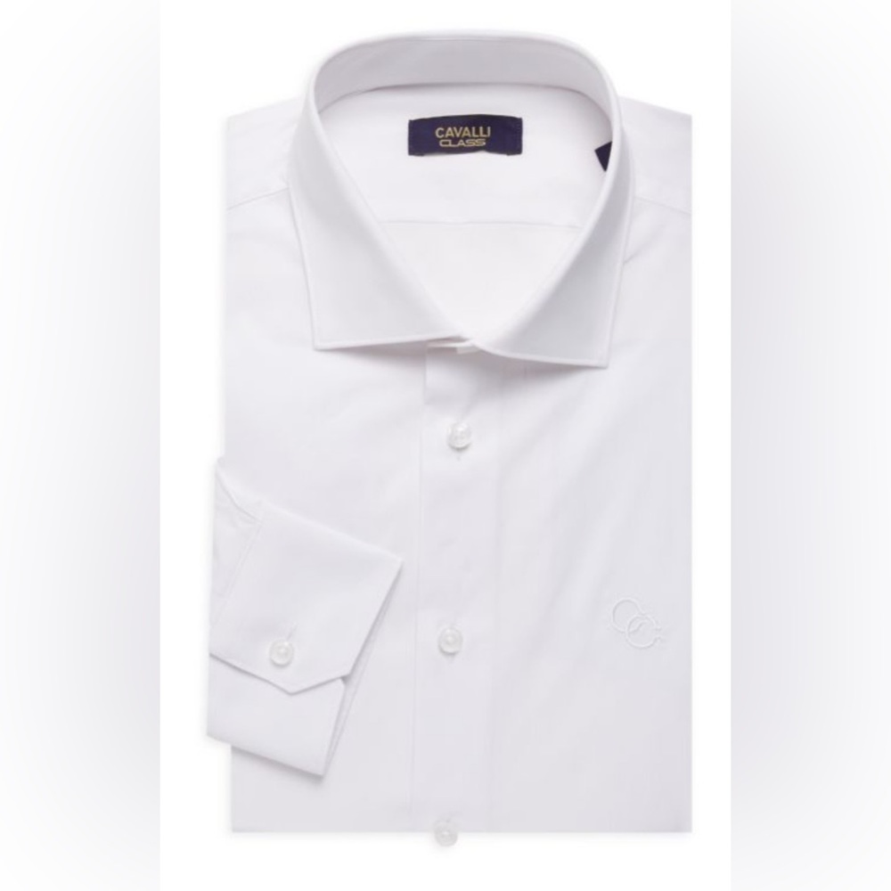Cavalli Class Comfort Fit Men's White Dress Shirt